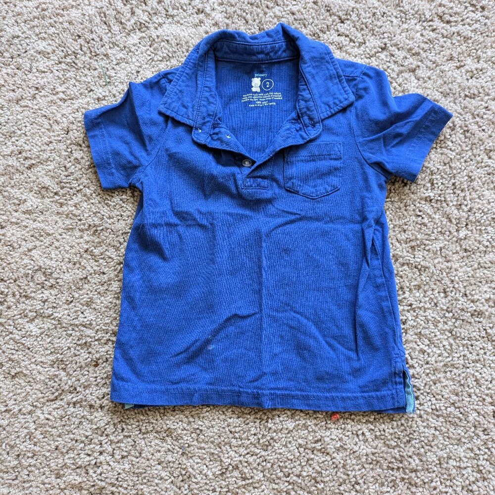 Primary Kids Short Sleeve Polo in Cobalt Blue, Size 2